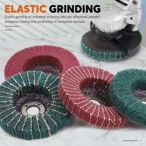 img 1 attached to 🛠️ Rustark 8 Pieces 4-Inch Nylon Fiber Flap Disc Polishing Grinding Wheel Set, Scouring Pad Buffing Wheel for Angle Grinder, Abrasive Sanding Wheels, Nylon Polishing Disc Kit (120/180/240/320 Grit)