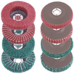 img 4 attached to 🛠️ Rustark 8 Pieces 4-Inch Nylon Fiber Flap Disc Polishing Grinding Wheel Set, Scouring Pad Buffing Wheel for Angle Grinder, Abrasive Sanding Wheels, Nylon Polishing Disc Kit (120/180/240/320 Grit)