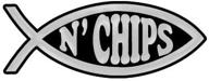 🐟 fish 'n chips plastic auto emblem - sleek silver design [4 3/4'' x 1 3/4''] logo