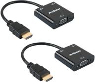 🔌 2 набора адаптеров hdmi к vga с покрытием из золота от anbear - от мужского к женскому разъему - совместимые с компьютерами, настольными компьютерами, ноутбуками, пк, мониторами, проекторами, hdtv, chromebooks, rokus, xbox и не только. логотип