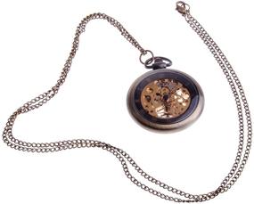 img 2 attached to ⌛ Steampunk Mechanical Skeleton Pocket Watch by ShoppeWatch