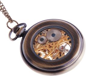 img 3 attached to ⌛ Steampunk Mechanical Skeleton Pocket Watch by ShoppeWatch