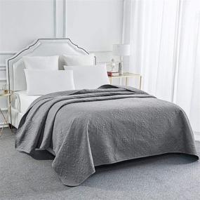 img 4 attached to Sophia & William King Size Bed Quilt: Reversible, Lightweight Coverlet in Iron Grey