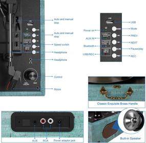 img 1 attached to 🧳 Переносной проигрыватель Ultimate Suitcase: Bluetooth-проигрыватель с записью в формат MP3 с винила, 2 динамика для качественного звука, 3 скорости воспроизведения!