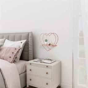 img 2 attached to 🌹 Romantic Rose Gold Heart Floating Shelves: Small Metal Storage for Bedroom, Kitchen, and Bathroom – Unique and Cute Decor by Afuly