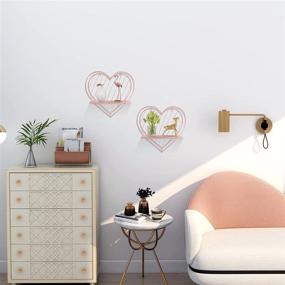 img 3 attached to 🌹 Romantic Rose Gold Heart Floating Shelves: Small Metal Storage for Bedroom, Kitchen, and Bathroom – Unique and Cute Decor by Afuly