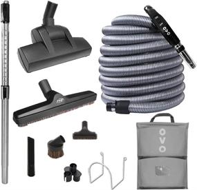 img 4 attached to 🧹 Ovo Central Vacuum Deluxe Plus Accessories Kit | 40ft Low-Voltage Hose, ON/OFF Control | Air Driven Carpet Beater, 12’’ Floor Brush | For Hard Surfaces and Carpets