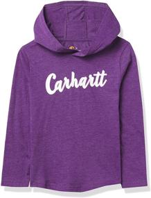 img 2 attached to 👚 Carhartt Sleeve Hoodneck T-Shirt Heather for Girls: Clothing, Tops, Tees & Blouses