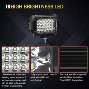 img 2 attached to Световая панель Safego LED - ультраяркие 4дюймовые 72 Вт 7200 люмен, прожекторы, дальний свет, для дорожной и внедорожной езды, водонепроницаемые рабочие фары для багажника, квадроцикла, кабриолета, внедорожника, лодки - 2 шт.