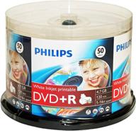 high-quality philips 16x dvd+r media 50 pack 📀 - white inkjet printable - versatile cake box packaging (dr4i6b50f/17) logo