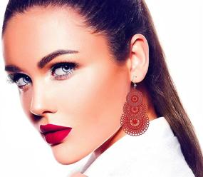 img 2 attached to 💃 Set of 6 Vibrant Hoop Earrings: Lightweight, Hollow, DIY Bohemian Boho Style Danglers, Hypoallergenic Fashion Earrings for Women and Girls