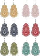 💃 set of 6 vibrant hoop earrings: lightweight, hollow, diy bohemian boho style danglers, hypoallergenic fashion earrings for women and girls logo