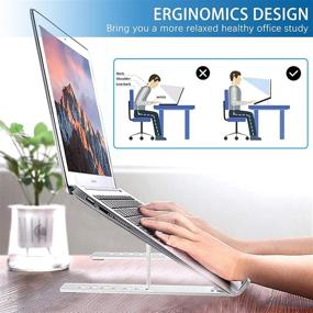 img 2 attached to 💻 SONNLYH Foldable Portable Laptop Stand - Adjustable Aluminum Ergonomic Desktop Riser for 10-15.6 Inch Laptops and Tablets (Silver)