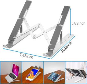 img 3 attached to 💻 SONNLYH Foldable Portable Laptop Stand - Adjustable Aluminum Ergonomic Desktop Riser for 10-15.6 Inch Laptops and Tablets (Silver)