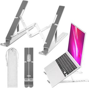 img 4 attached to 💻 SONNLYH Foldable Portable Laptop Stand - Adjustable Aluminum Ergonomic Desktop Riser for 10-15.6 Inch Laptops and Tablets (Silver)