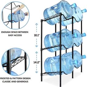 img 2 attached to 🧃 5 Gallon Water Jug Rack: 3-Tier Carbon Steel Holder for 6 Bottles | Home & Office Organization - Black