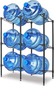 img 4 attached to 🧃 5 Gallon Water Jug Rack: 3-Tier Carbon Steel Holder for 6 Bottles | Home & Office Organization - Black