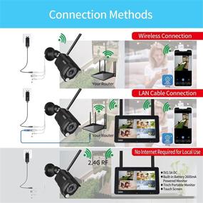 img 1 attached to 📷 Tonton 2-Way Audio & Floodlight Portable LCD Security Camera System: Wireless and Rechargeable, 7" IPS Touchscreen Monitor, 4CH NVR, 3MP Spotlight IP Cameras with PIR, 32GB SD Card Included