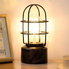 img 4 attached to 💡 Haian Vintage Wrought Iron Edison Desk Lamp: 3 Way Dimmable Touch Table Lamp for Steampunk Industrial Décor in Living Room - LED Bulb Not Included