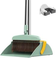 🧹 efficient cleaning solution: serdary broom and dustpan set with adjustable 55" long handle - perfect for home, kitchen, office, lobby, and more (green) logo