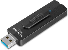 img 4 attached to 🖥️ VANSUNY 128GB USB Flash Drive with Super Speed 400MB/s, USB 3.1 Slide Metal Thumb Drive - Black
