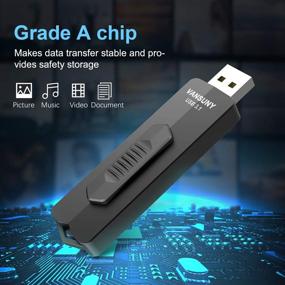 img 2 attached to 🖥️ VANSUNY 128GB USB Flash Drive with Super Speed 400MB/s, USB 3.1 Slide Metal Thumb Drive - Black