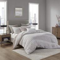 🛏️ ink+ivy organic cotton comforter set - trendy stripe jacquard design, cozy bedding with matching shams, king/cal king (104"x92"), lennon, taupe - 3 piece logo