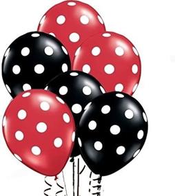 img 2 attached to 🎈 AnnoDeel 50 Pcs 12-inch Latex Balloons in Black and Red Polka Dot Design for Birthday and Wedding Decorations