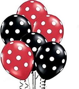 img 1 attached to 🎈 AnnoDeel 50 Pcs 12-inch Latex Balloons in Black and Red Polka Dot Design for Birthday and Wedding Decorations