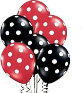 🎈 annodeel 50 pcs 12-inch latex balloons in black and red polka dot design for birthday and wedding decorations логотип