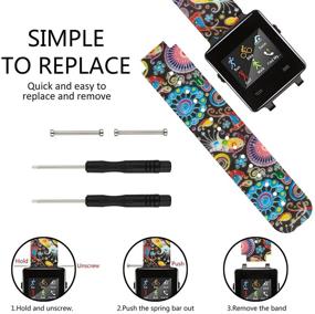 img 2 attached to Honecumi Colorful Pattern Bands with Metal Clasp - Compatible with Garmin Vivoactive & Vivoactive Acetate Smart Watch. Stylish Bracelet Wristband Replacement Accessory for Women & Men.