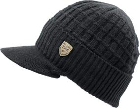 img 4 attached to LLmoway Winter Knit Visor Cuff Beanie: Unisex Ski Skull Cap with Fleece Lining - Stay Warm & Stylish!