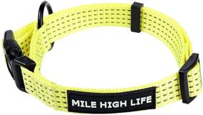 img 2 attached to 🐶 Mile High Life Night Reflective Dog Collar with Four Stripes, D-Ring ID Tags Hanger, Nylon Material - Available in 4 Sizes and 4 Colors