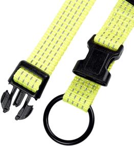 img 1 attached to 🐶 Mile High Life Night Reflective Dog Collar with Four Stripes, D-Ring ID Tags Hanger, Nylon Material - Available in 4 Sizes and 4 Colors