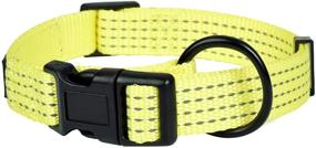 img 4 attached to 🐶 Mile High Life Night Reflective Dog Collar with Four Stripes, D-Ring ID Tags Hanger, Nylon Material - Available in 4 Sizes and 4 Colors