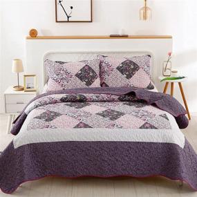 img 4 attached to Patchwork Bedspread Pillowcases Microfiber Reversible