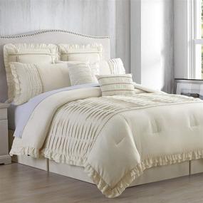 img 4 attached to 🛏️ Amrapur Overseas Antonella 8-Piece Pleated Comforter Set – King Size in Elegant Sand Beige Shade