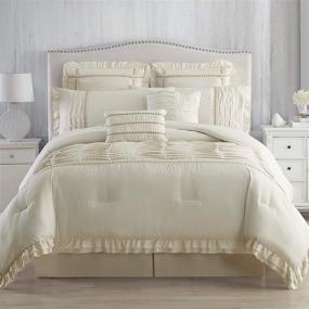 img 3 attached to 🛏️ Amrapur Overseas Antonella 8-Piece Pleated Comforter Set – King Size in Elegant Sand Beige Shade