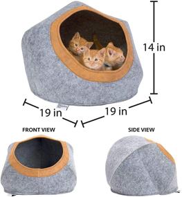 img 1 attached to 🏰 Kitty City Felt Cat Cave with Large Faux Leather Trimmed Bed and Lounge