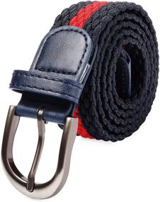 img 4 attached to 👖 Elasticated Nickel Leather Men's Belt with Braid Detail for Superior Stretch and Style