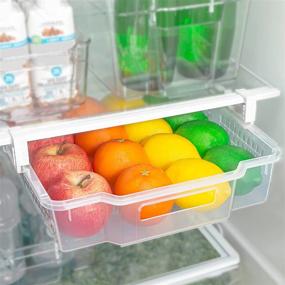 img 3 attached to 🧊 Smart Design Pull Out Refrigerator Bin: Extendable Rails, Extra Large, BPA Free, Food Organizer - 20 lbs Capacity, Clear