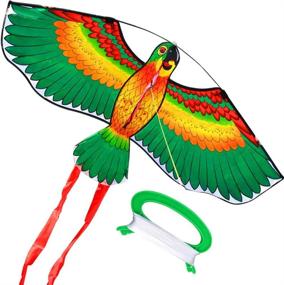 img 4 attached to 🦜 HENGDA KITE - Fun and Colorful Cartoon Green Parrot Kites for Kids with Flying Line