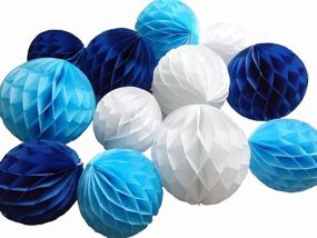 img 2 attached to 🎉 Daily Mall 12Pcs 8inch and 10 inch Art DIY Tissue Paper Honeycomb Balls Party Decor Hanging Pom-Pom Ball Party Wedding Birthday Nursery Decoration - White, Blue, Navy Blue