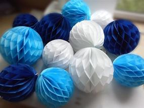 img 1 attached to 🎉 Daily Mall 12Pcs 8inch and 10 inch Art DIY Tissue Paper Honeycomb Balls Party Decor Hanging Pom-Pom Ball Party Wedding Birthday Nursery Decoration - White, Blue, Navy Blue
