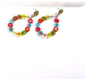 img 3 attached to 🌻 Handmade Sunflower Multicolor Seed Bead Floral Earrings - Cute Drop Dangle Jewelry for Women and Girls, Delicate Gift Idea