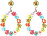 🌻 handmade sunflower multicolor seed bead floral earrings - cute drop dangle jewelry for women and girls, delicate gift idea logo