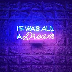 img 4 attached to 🌟 Neon Sign "BYGO - It was All a Dream" Ultra Bright Light Blue Pink Handmade Real Glass Tube Neon Lights for Bar Party Bedroom Hotel Office Garage Night Wall Decor