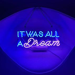 img 3 attached to 🌟 Neon Sign "BYGO - It was All a Dream" Ultra Bright Light Blue Pink Handmade Real Glass Tube Neon Lights for Bar Party Bedroom Hotel Office Garage Night Wall Decor