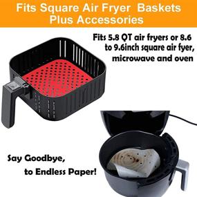 img 3 attached to Geekboy Non-Stick Silicone Air Fryer Liners – [2 Pack] 8.5-Inch Square Mats 🍟 for Air Fryer, Oven & Microwave, Air Fryer Accessories - Black & Red, 8.5inch