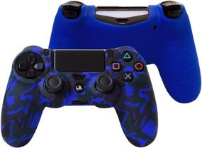 img 1 attached to 🎮 Hikfly Silicone Gel Controller Cover Skin Protector for Playstation 4 PS4/PS4 Slim/PS4 Pro Controller - Blue (1 Cover + 8 FPS Pro Thumb Grip Caps)